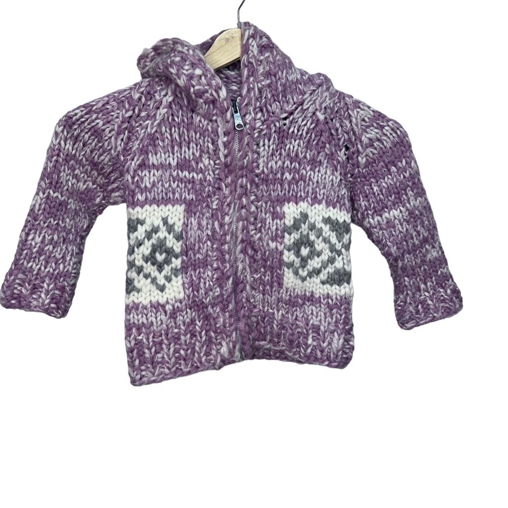 Vintage Handmade Cowichan Hooded Sweater Baby Toddler